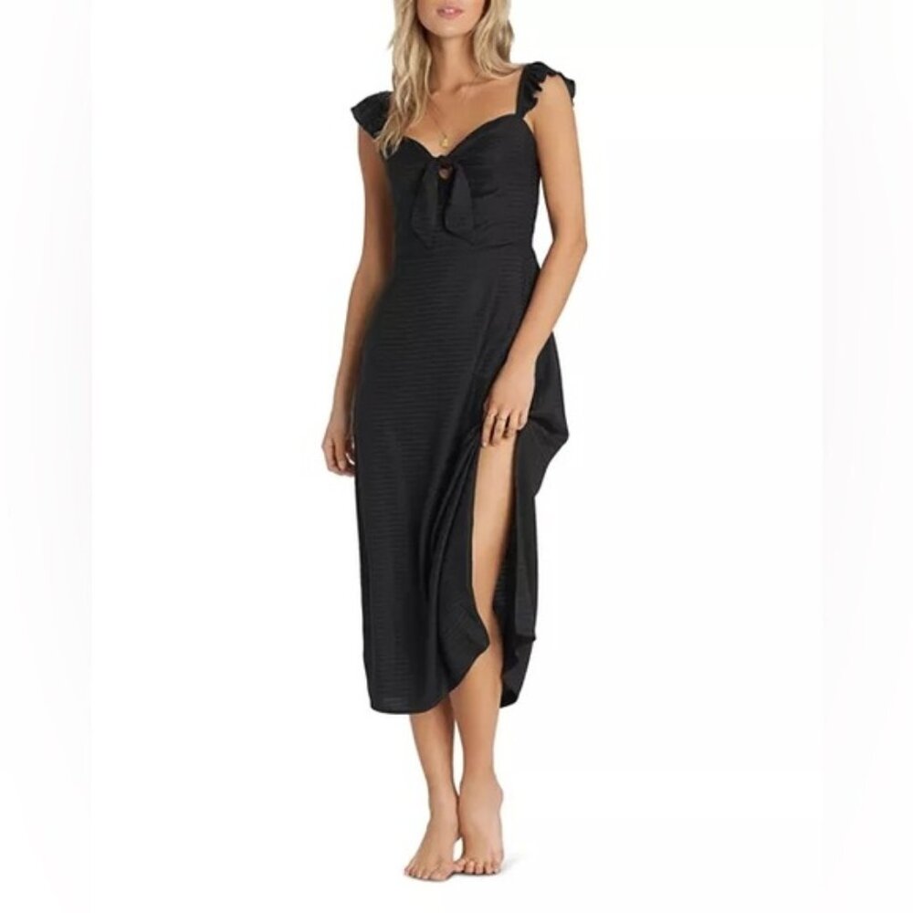 Billabong black Cherry Lips Chevron Midi Dress small
